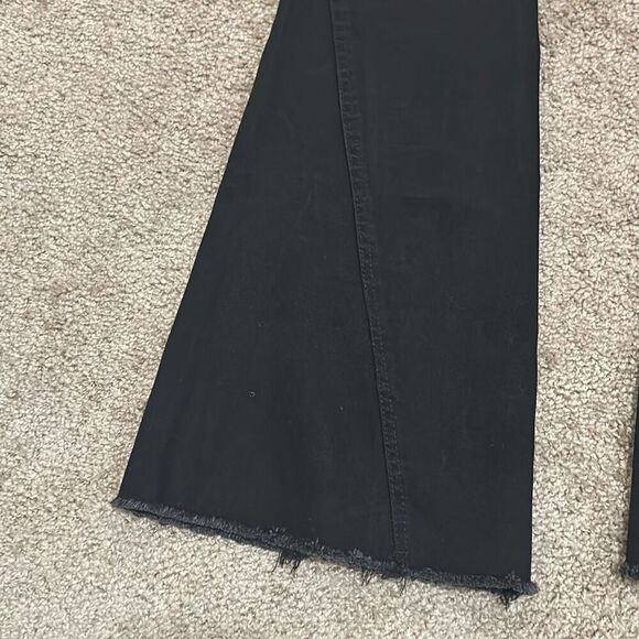 Women's M Pull On Bell Bottom Flare Jeans Black Distressed Grunge Stretchy - Picture 4 of 9